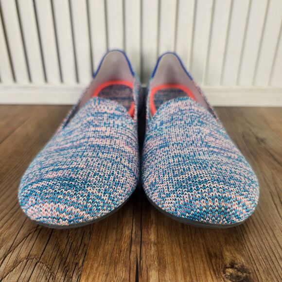 Rothy's The Loafer Womens Sz 7.5 Turquoise Melange Knit Flats Slip On Shoes Low - Picture 2 of 9